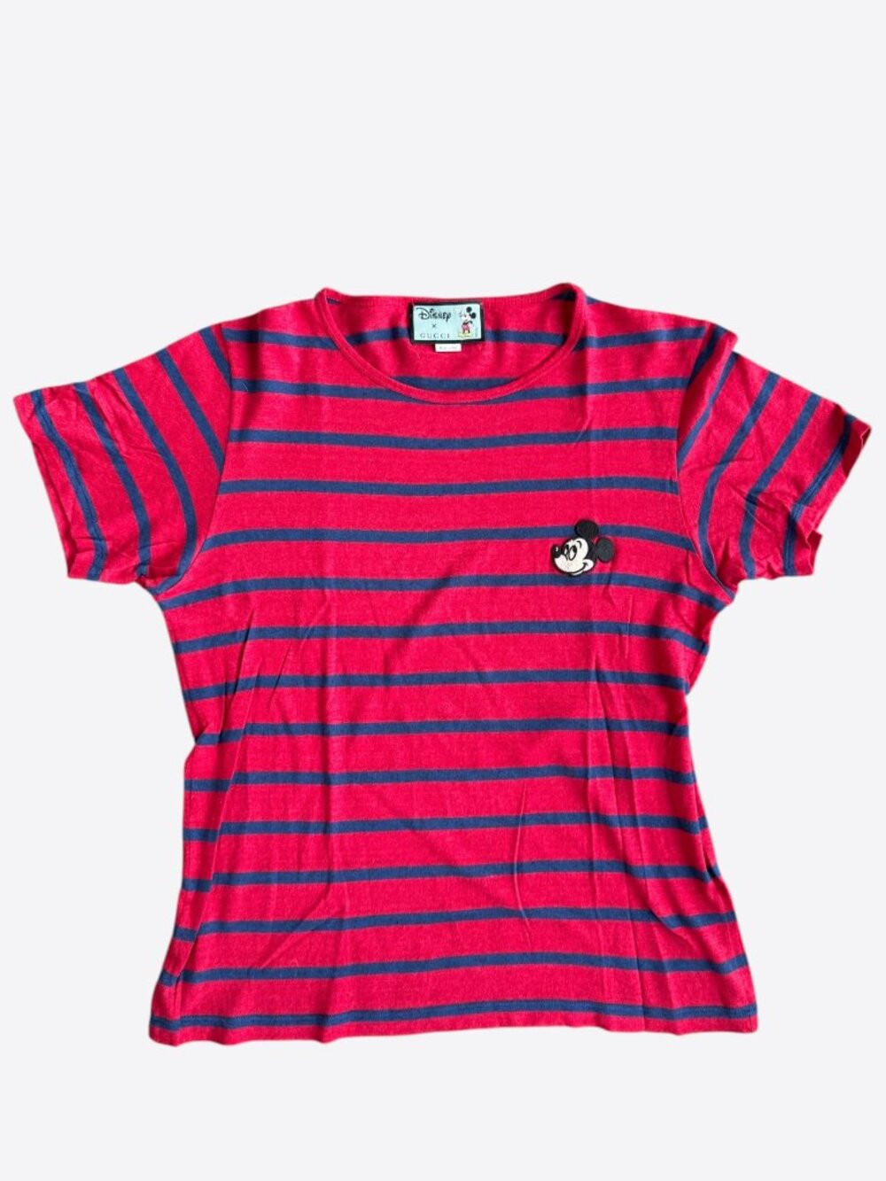 Gucci Disney Red & Navy Striped Mickey Mouse T-Shirt